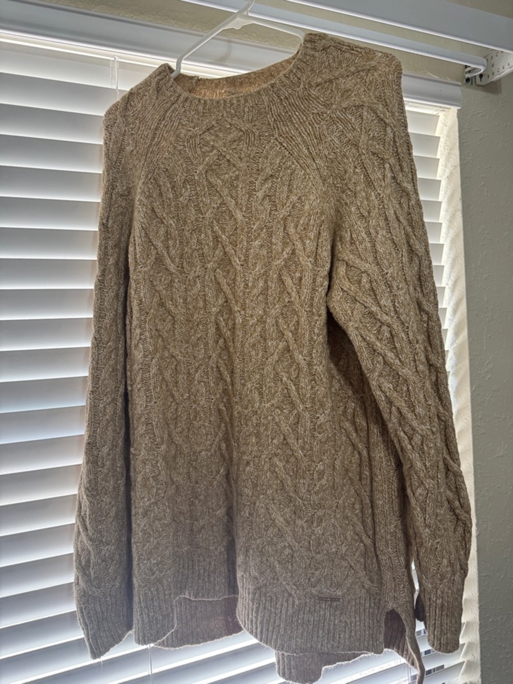 Michael Kors Cream Cable Knit Sweater with Gold Nameplate
